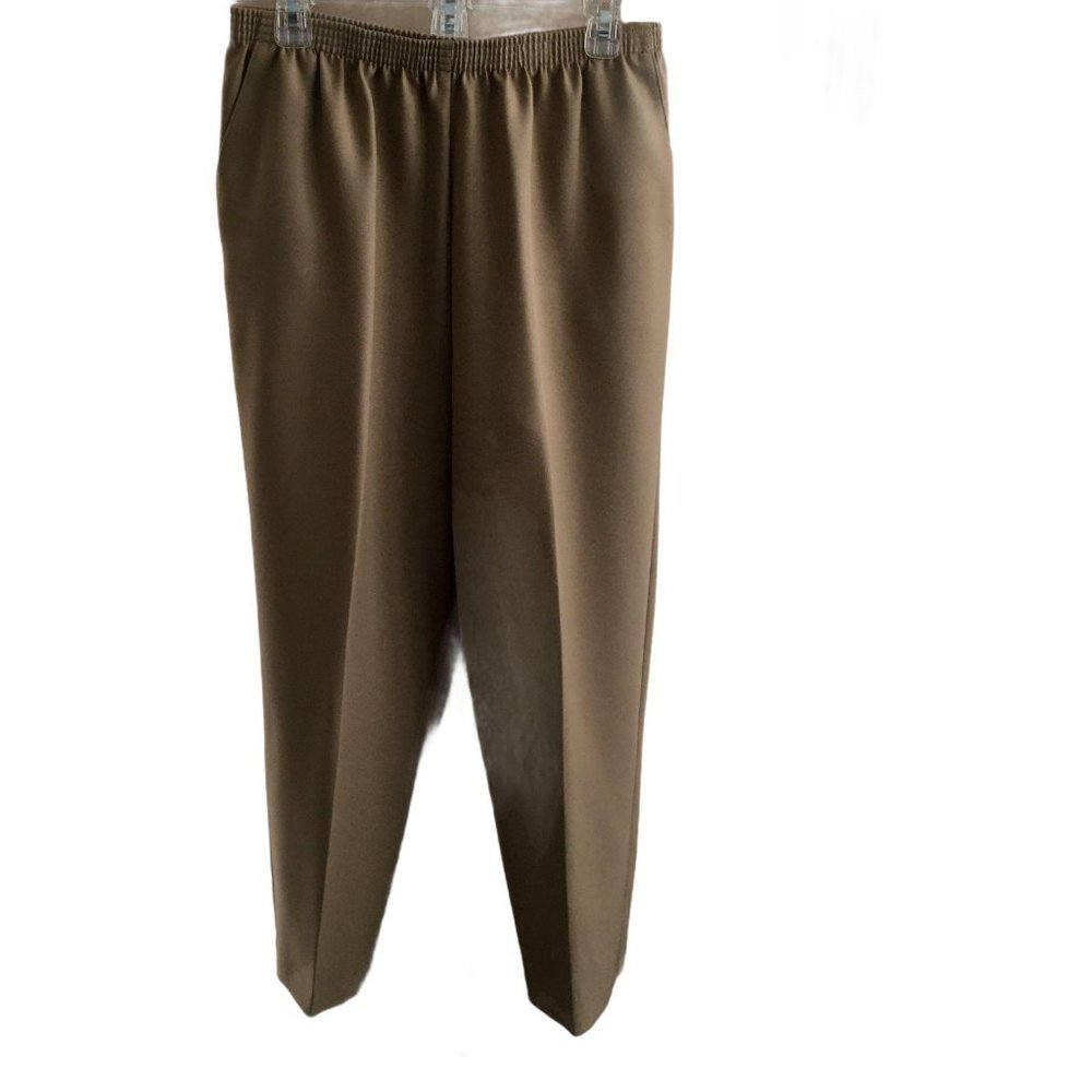 Alfred Dunner Tan Pants Elastic Waist Size 16 - Picture 2 of 5